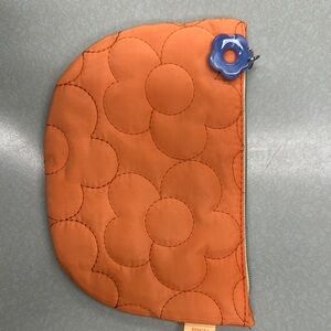 Orange Quilted Floral Pouch